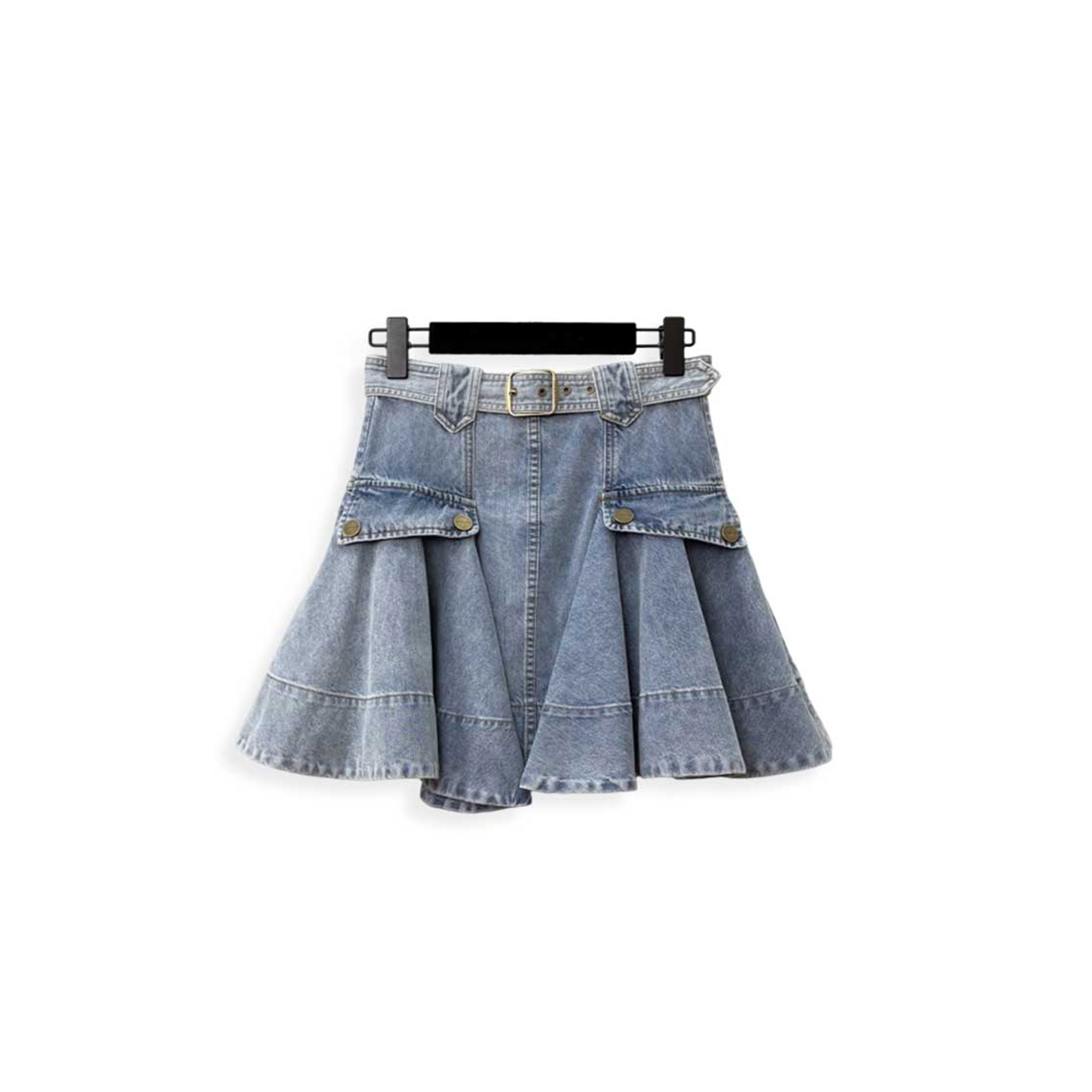 ZIMMERMANN RUFFLED DENIM MINISKIRT IN BLUE 
